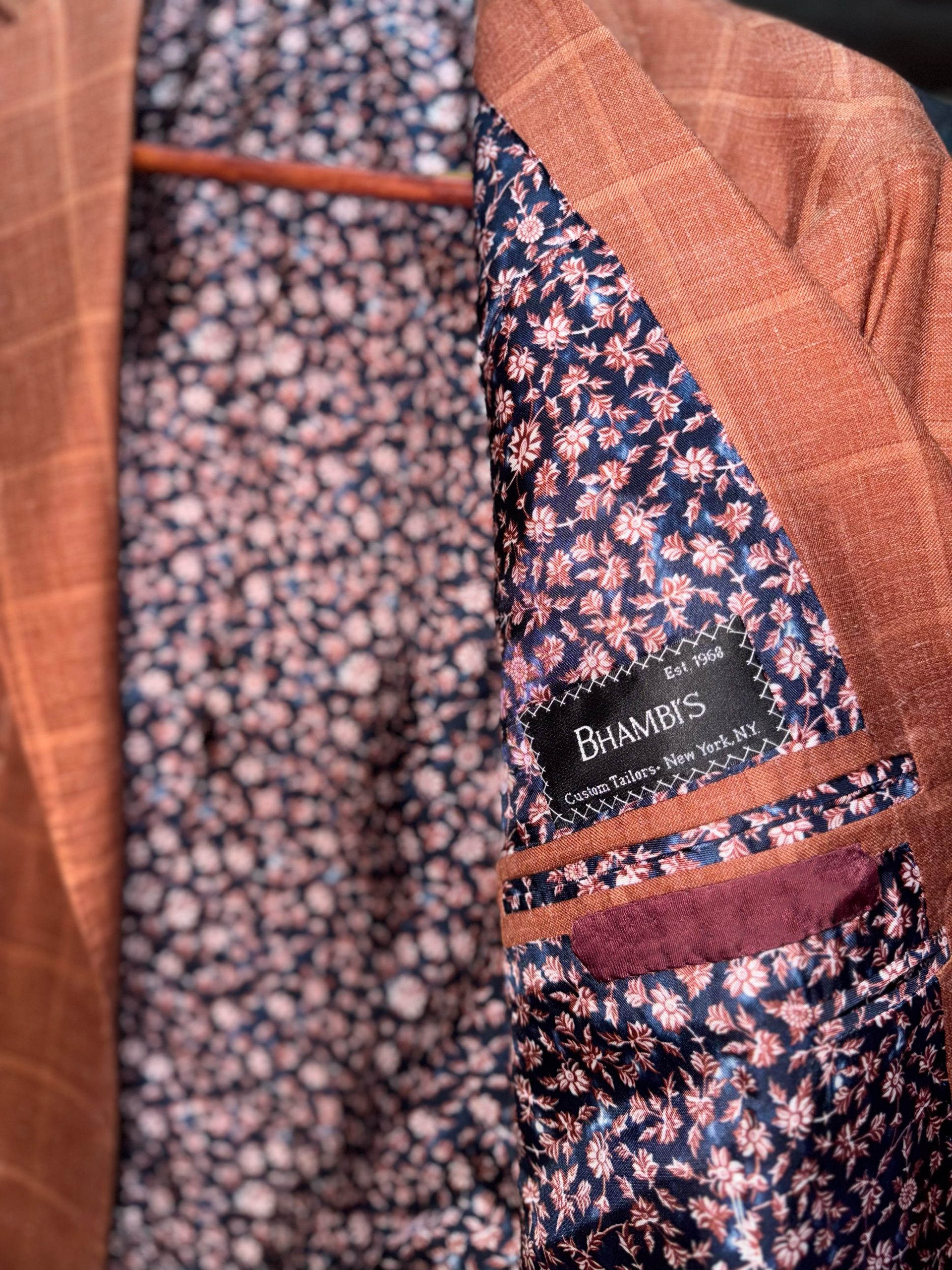fun floral lining inside of a sports jacket 