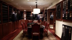 Bhambi's Custom Tailors showroom interior at 14 East 60th Street Midtown Manhattan