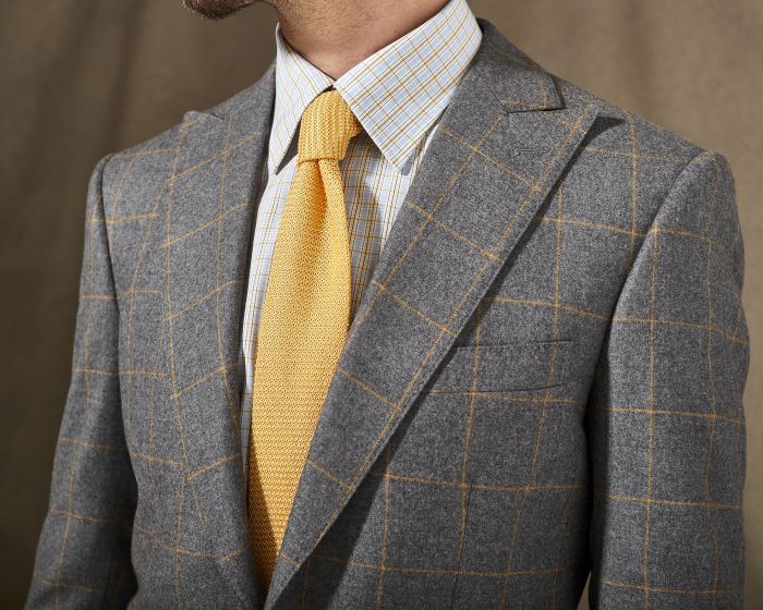 Luxury sport coat fabric from Gladson New York displayed at Bhambi's bespoke tailoring showroom NYC